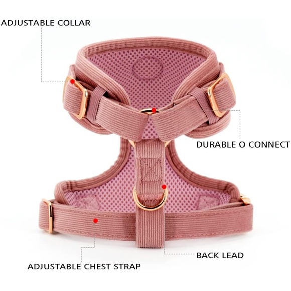 Harness and Leash Set No Pull No Choke Soft Velvet and Breathable Mesh - Picture 3 of 3